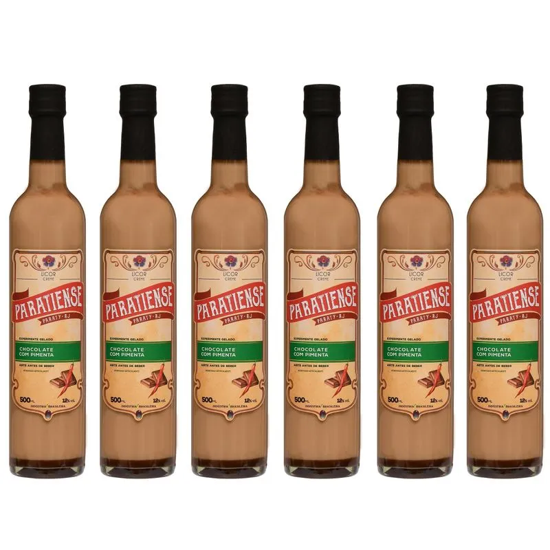 Kit 6 Licores De Chocolate Com Pimenta Paratiense 500 Ml