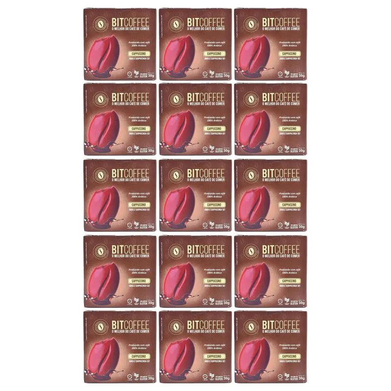 Kit 15 Confeitos De Café Bitcoffee Sabor Cappuccino 30g