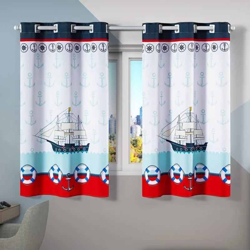 Cortina Oxford 2 Metros Quarto Infantil Para Varão - Marinheiro