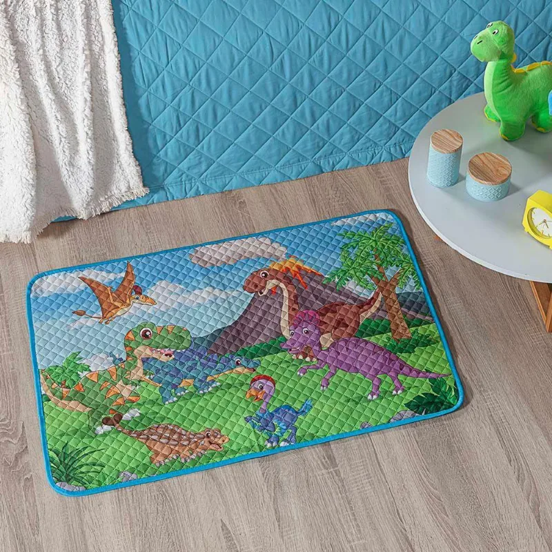 Tapete Aveludado Emborrachado Quarto Criança Dinossauro