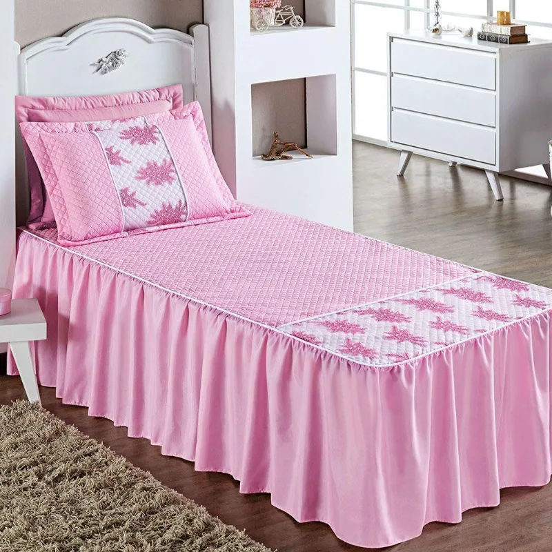Cobre Leito Dyvine Solteiro Matelado 3 Peças Rosa