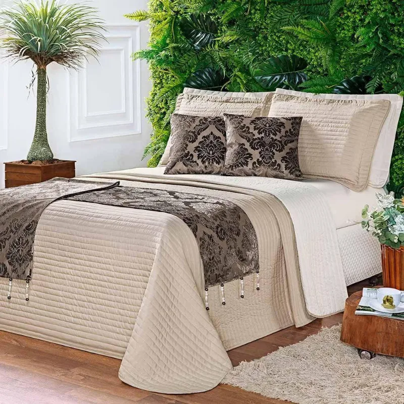 Cobre Leito Royale Solteiro Jacquard 5 Peças Tabaco