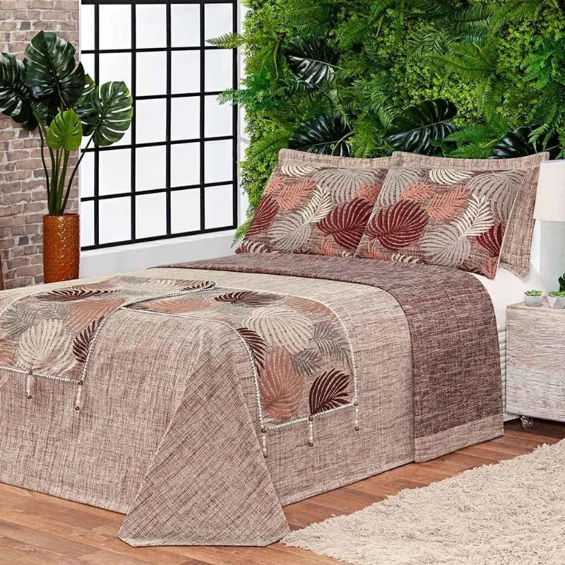 Kit Cobre Leito Jamaica Em Jacquard King 06 Peças - Telha