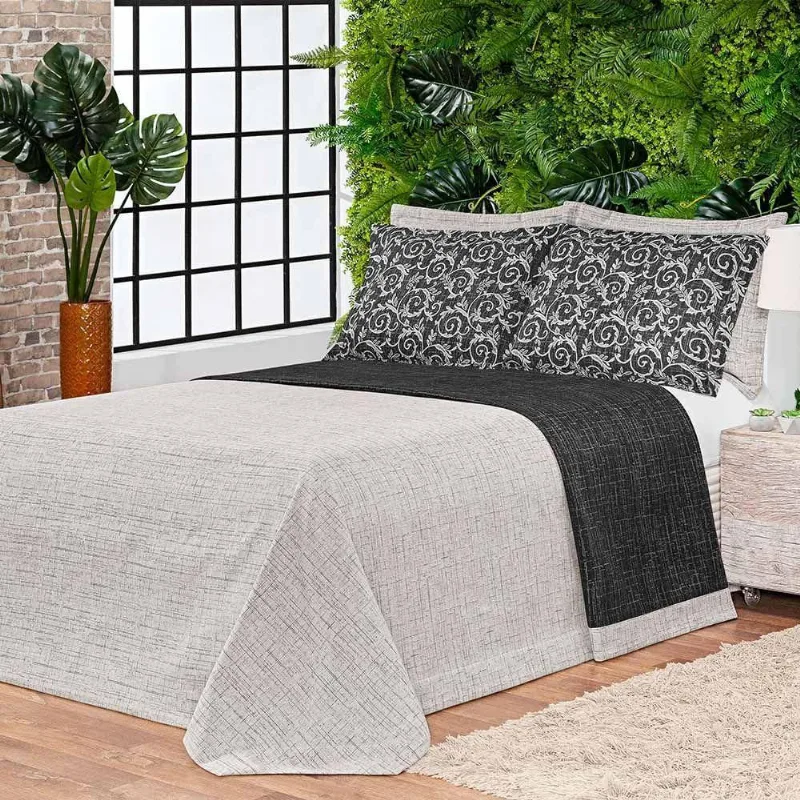 Kit Cobre Leito King Dakar Jacquard Dupla Face 03 Peças -Pre