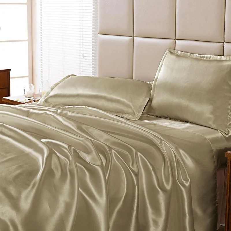 Jogo De Cama Lençol Cetim Charmousse Queen 4 Peças - Bege