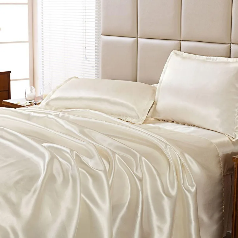 Jogo De Cama Lençol Cetim Charmousse King 4 Peças - Palha
