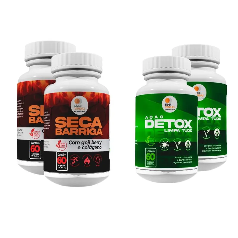 Combo 2 Seca Barriga + 2 ação detox 500mg emagrece redutor