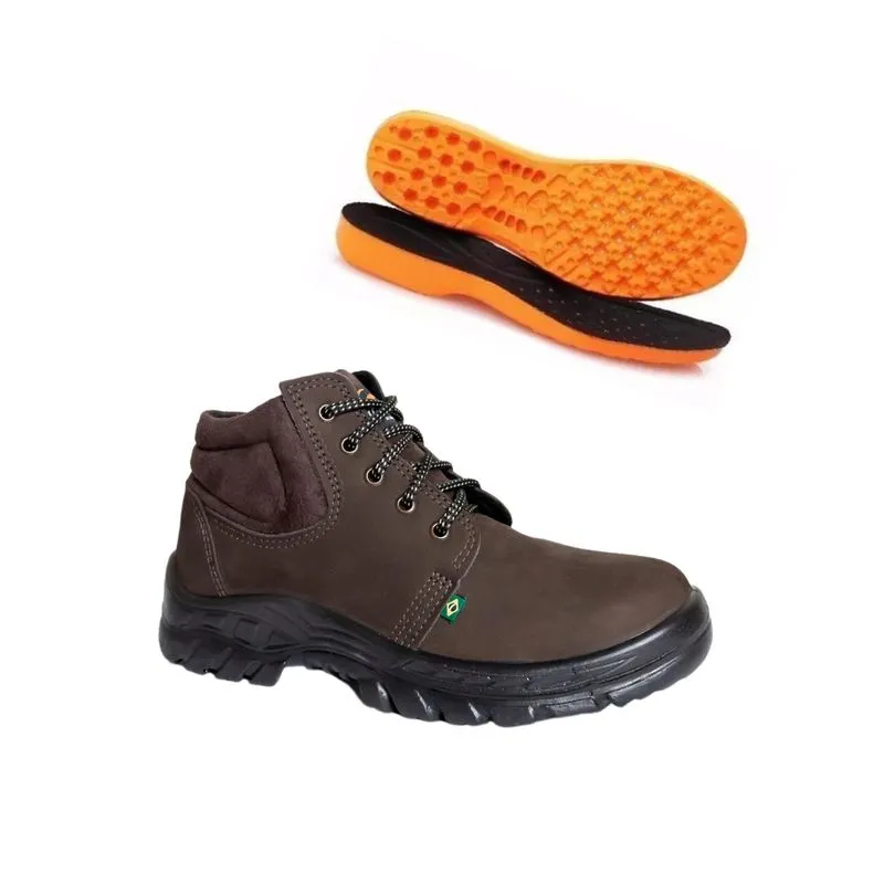Bota Segurança Ecosafety Bico Composite Couro Nobuck Café