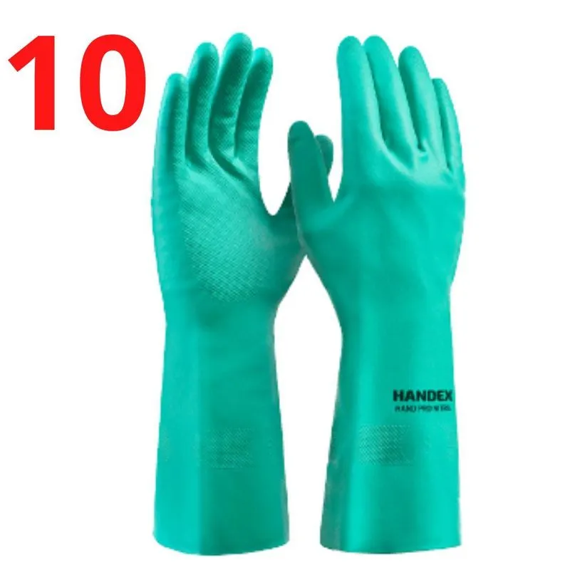 Kit 10 Luva Hand Pro Nitril Handex Verde C.a 43035