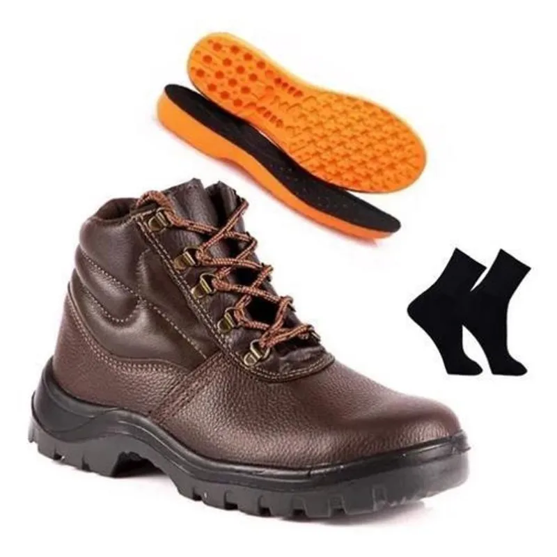 Bota Segurança Bracol 4012Baf Couro Marrom Liso + Palmilha +