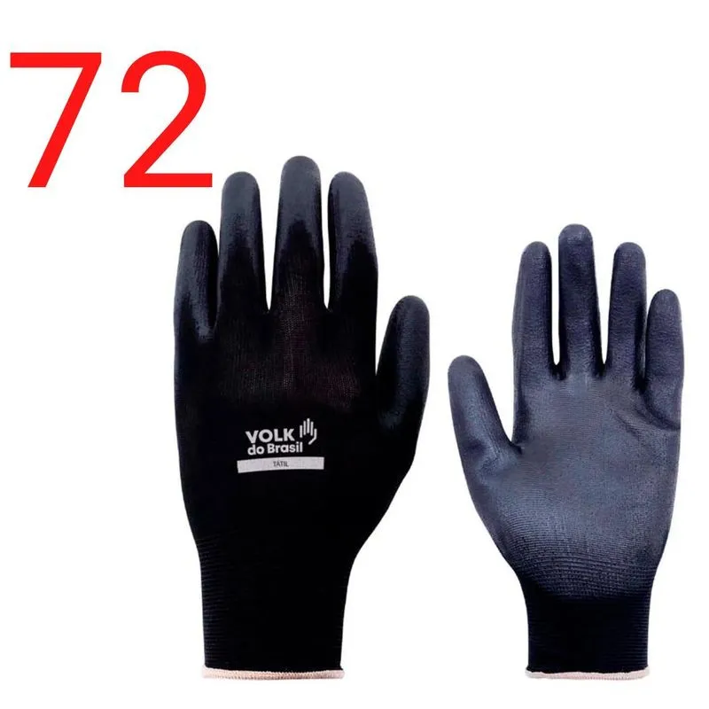 72 Luva Multitato Volk Nylon Com Banho De Pu Preta C.a 30916