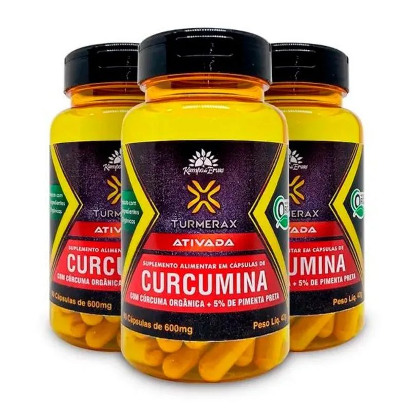 Curcumina Turmerax 65mg Cúrcuma Orgânica Pimenta 180cp 600mg