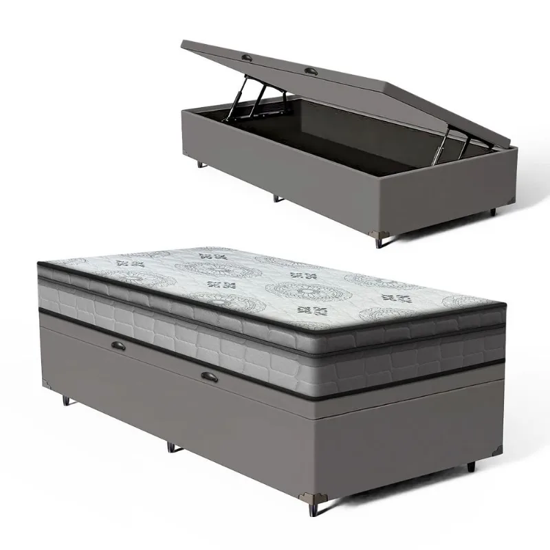 Cama Box Baú com Colchão de Espuma D33 D'Angelis Pillow In Ortosleep Solteiro King 96cm