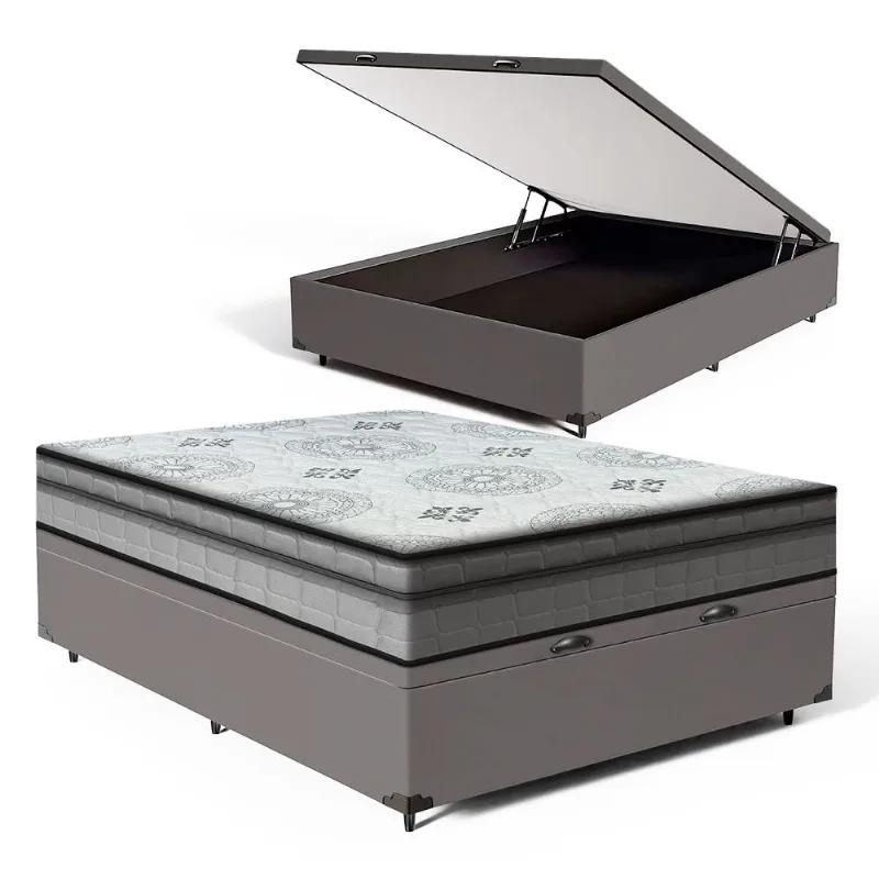 Cama Box Baú com Colchão de Espuma D33 D'Angelis Pillow In Ortosleep Viúva 128cm