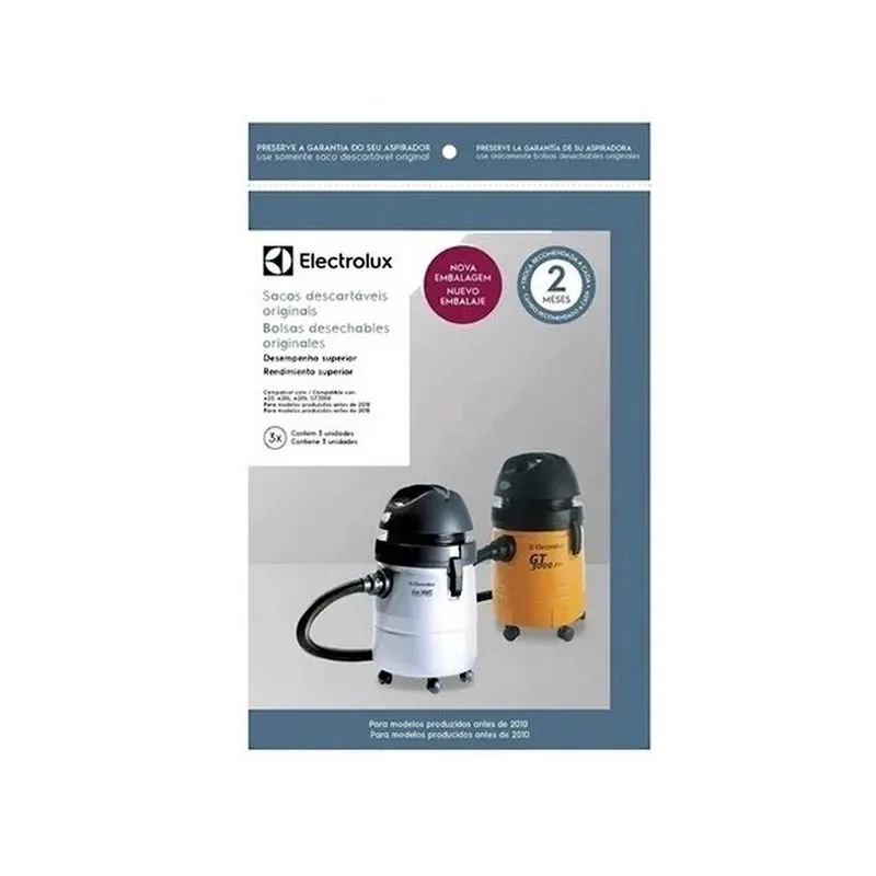 Kit 3 sacos Descartáveis Aspirador Electrolux A20 Gt3000 Antigo