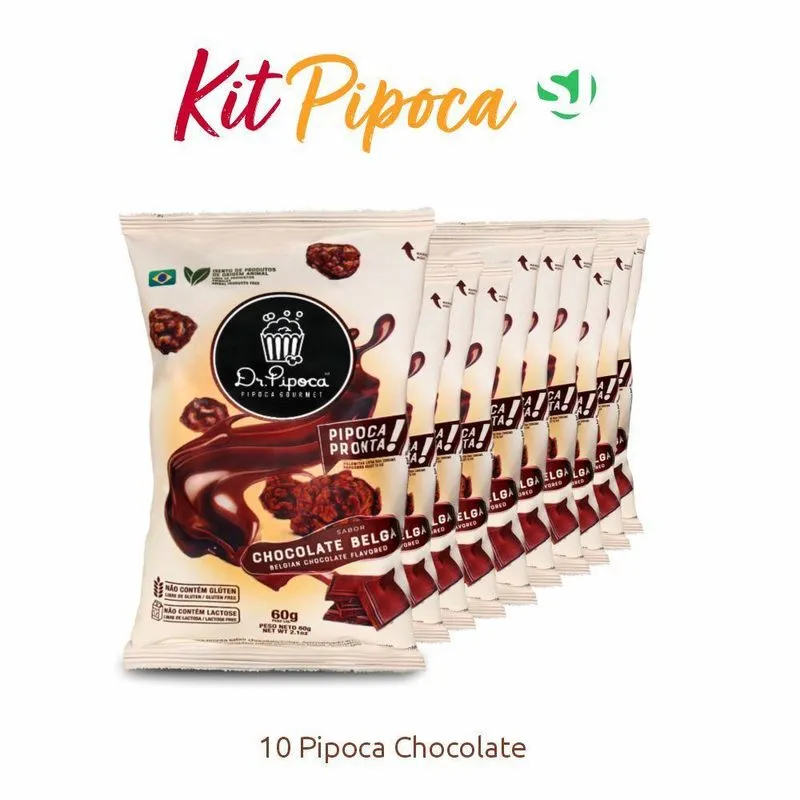Kit 10 Unidades Pipoca Gourmet Dr. Pipoca - Chocolate