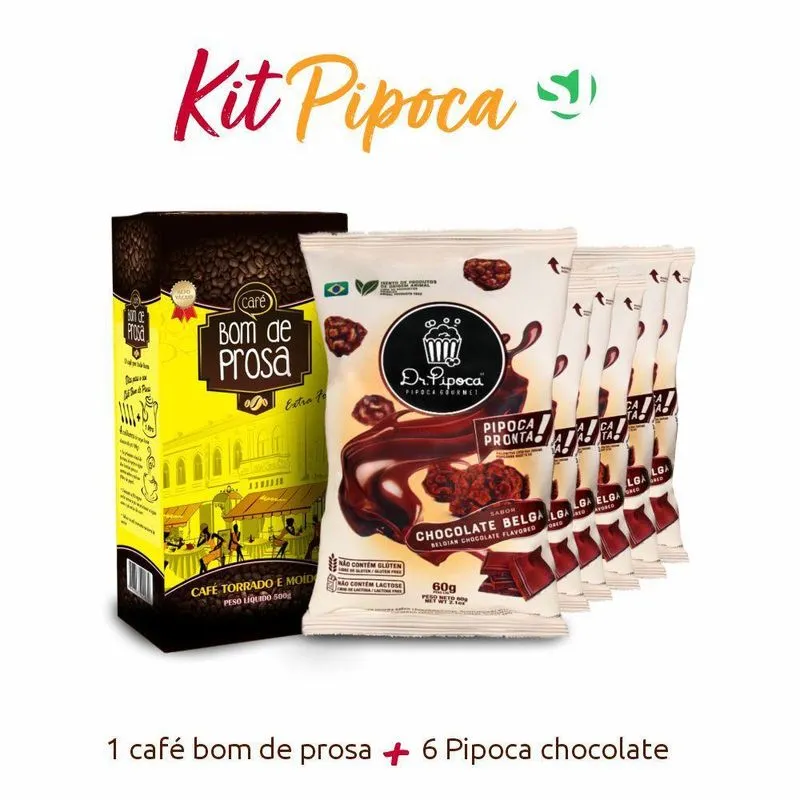 Café Bom De Prosa + 6 Unidades Pipoca Gourmet Chocolate