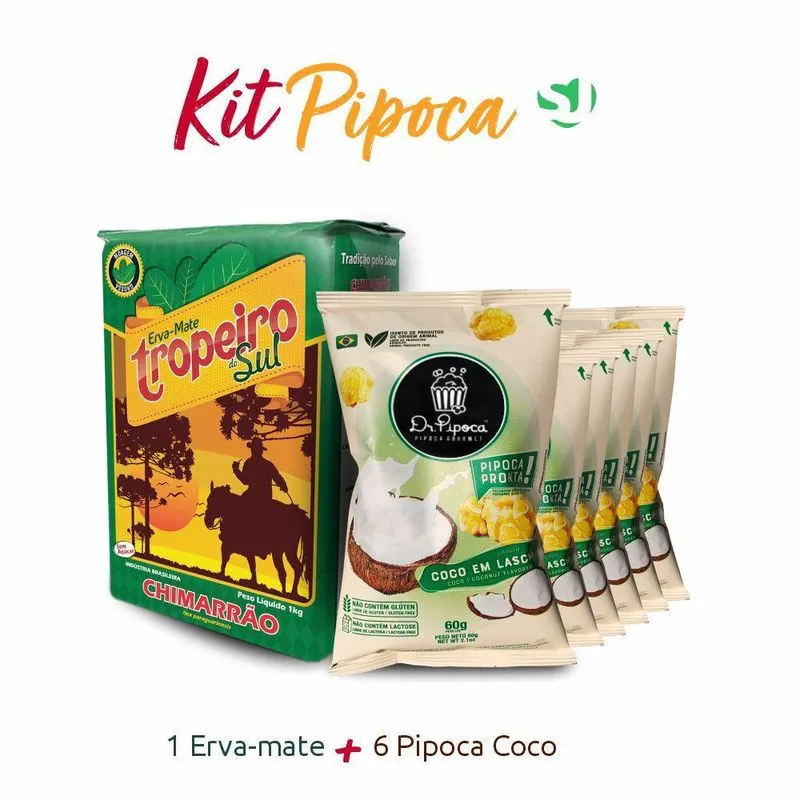 Erva Mate + 6 Unidades Pipoca Gourmet Côco