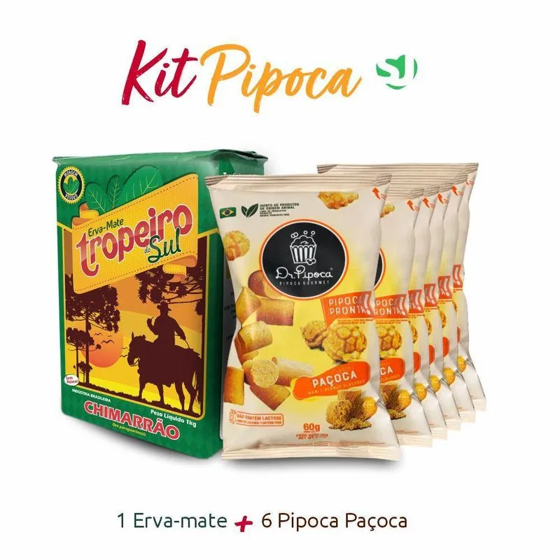 Erva Mate + 6 Unidades Pipoca Gourmet Paçoca