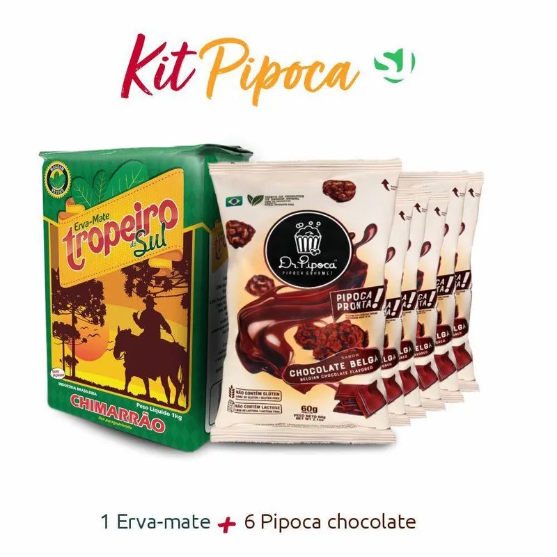 Erva Mate + 6 Unidades Pipoca Gourmet Chocolate
