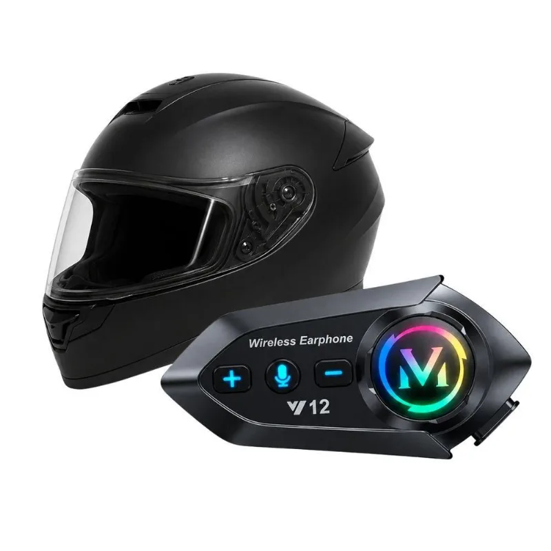 Fone Bluetooth para Capacete MDM Cpct Compatível com Android e Ios com Rádio Fm 5.3