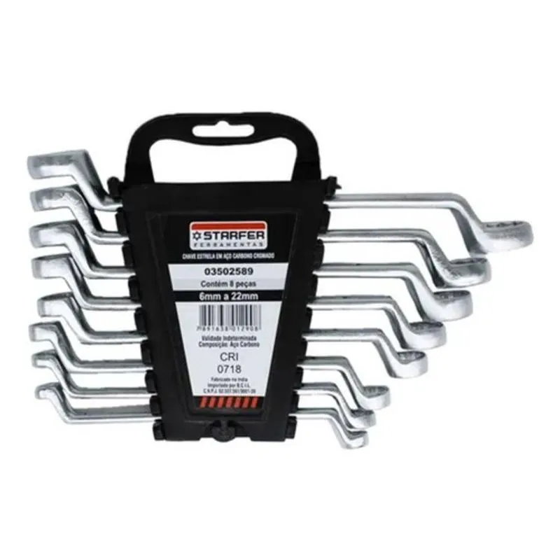 Chave Estrela Todos Os Tamanhos De 6mm A 22mm Kit 8 Pçs Aço