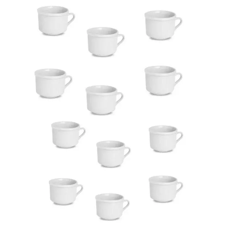 Kit Xicaras Para Chá Porcelana Branca Com 12 Peças 100ml