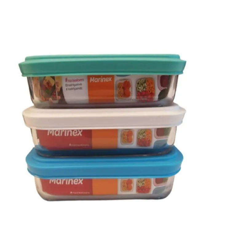 Potes Marmita De Vidro Marinex Facilita Vap - 3 Peças - Cor