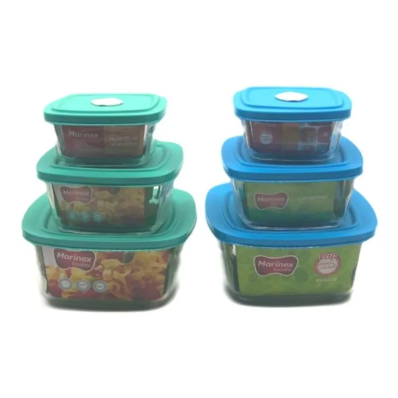 Potes Marinex Facilita Vap Com Tampa- 6 Peças - Azul E Verde