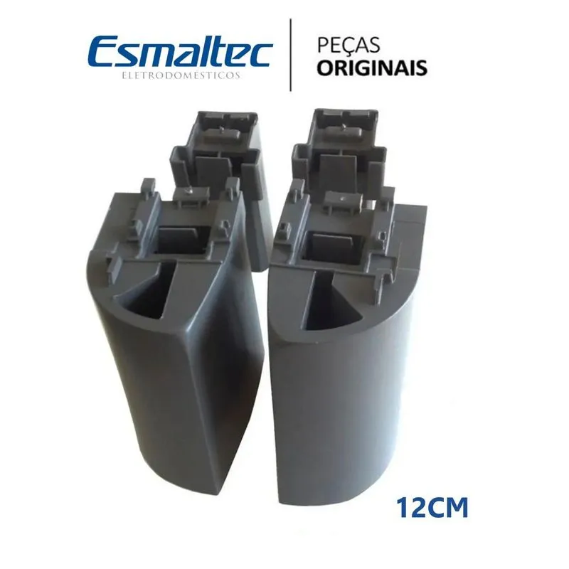 Kit Pés Completos Cinza Fogão Esmaltec Ágata Glass 12cm