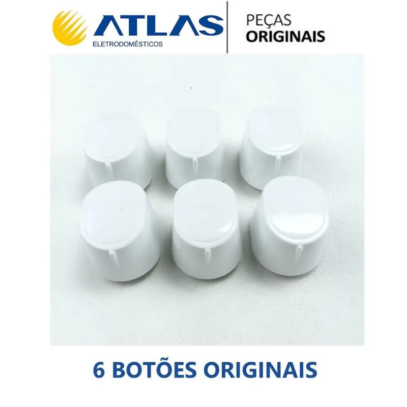 Kit 6 Botões Redondos Brancos Atlas Mônaco Plus