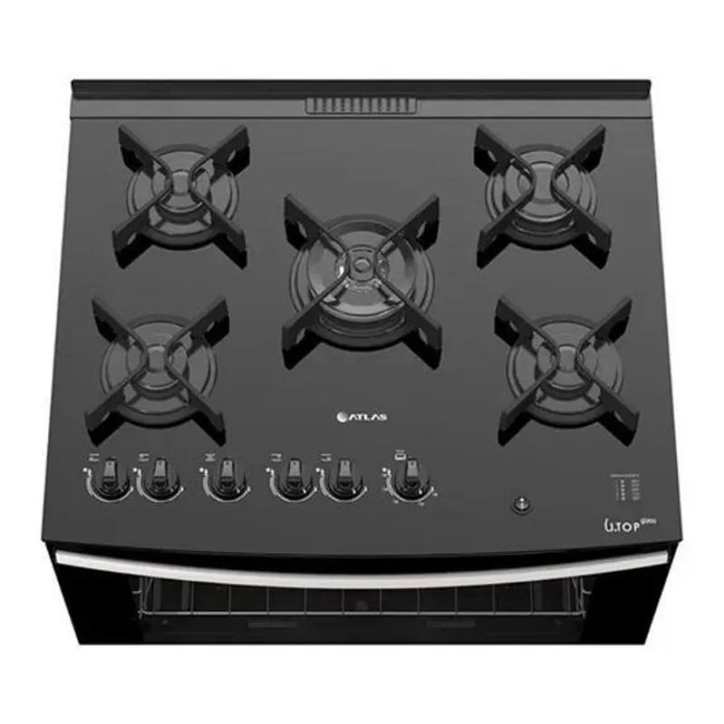 Mesa De Vidro Tampo Para Fogão Atlas Utop Glass 5 Bocas