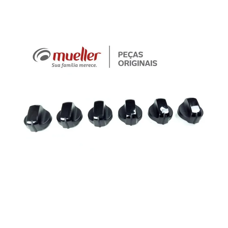 Kit 6 Botões Para Fogão Mueller Piacere G5 Mesa Inox