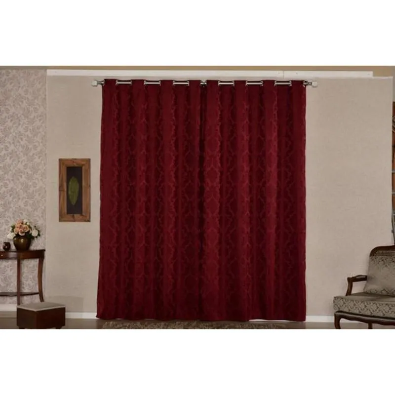 Cortina Sala Jacquard Tecido Semi Blackout Bordo 3,00X2,50