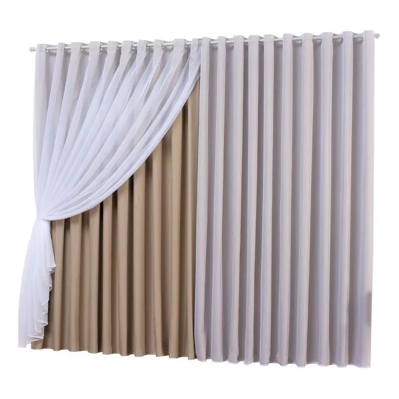 Cortina Sala Quarto Voal Com Forro Blackout Avela 5,00X2,80