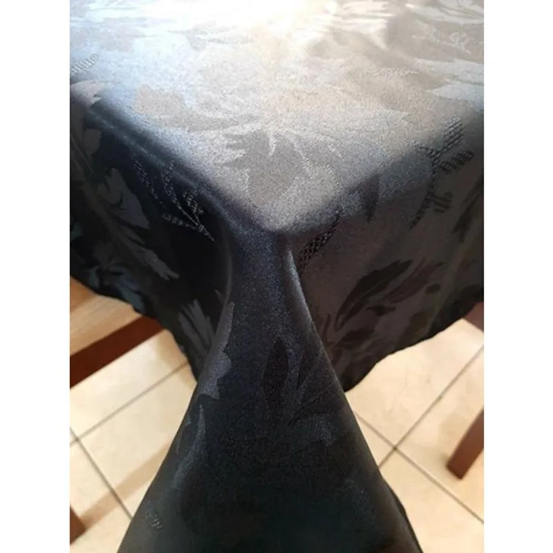 Toalha Para Mesa Tecido Jacquard Preto 1,40X1,50