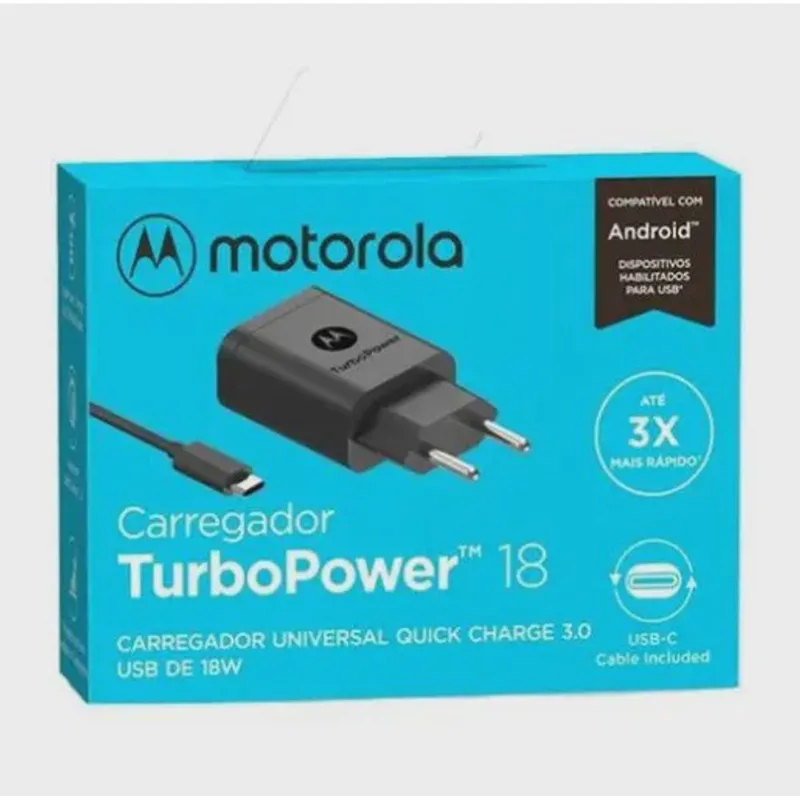 Carregador Motorola TurboPower 18W usb-c (Tipo-C) Moto Z