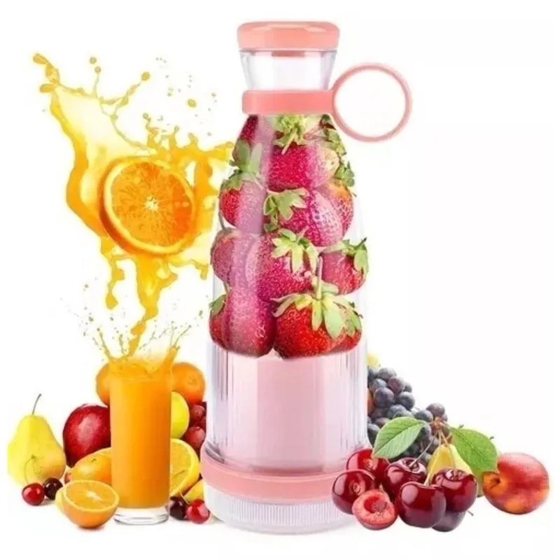 Liquidificador Portátil Recarregável Mini Shake 420ml Rosa