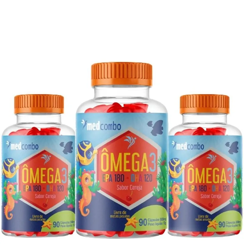 Kit Com 3 Omega 3 Infantil Epa 180 Dha 120 Medcombo