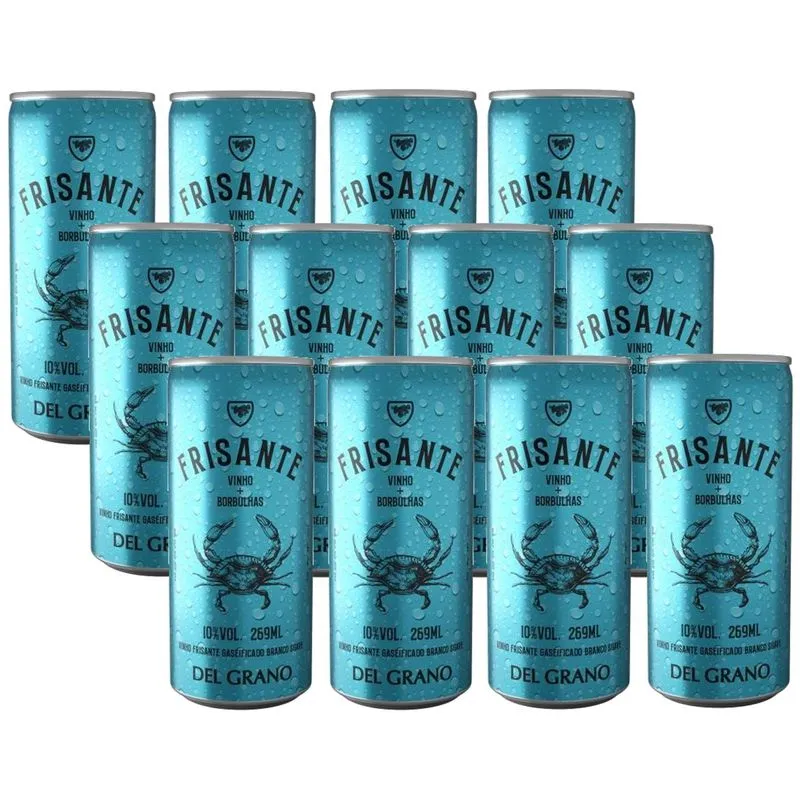 Kit 12 Un. Vinho Frisante Branco Suave Del Grano Lata 269ml