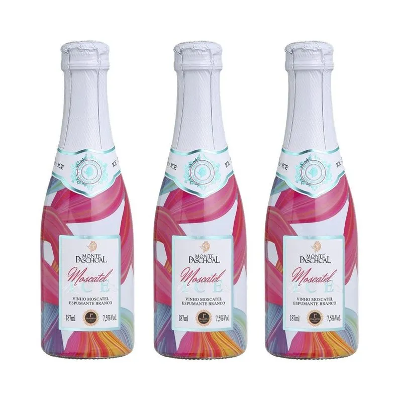 Kit 03 Un. Mini Espumante Monte Paschoal Moscatel Ice 187ml