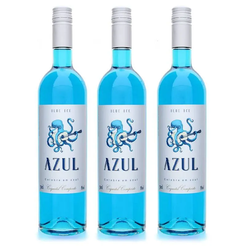 Kit 03 Unidades Vinho Azul Ice Moscato Casa Motter 750ml