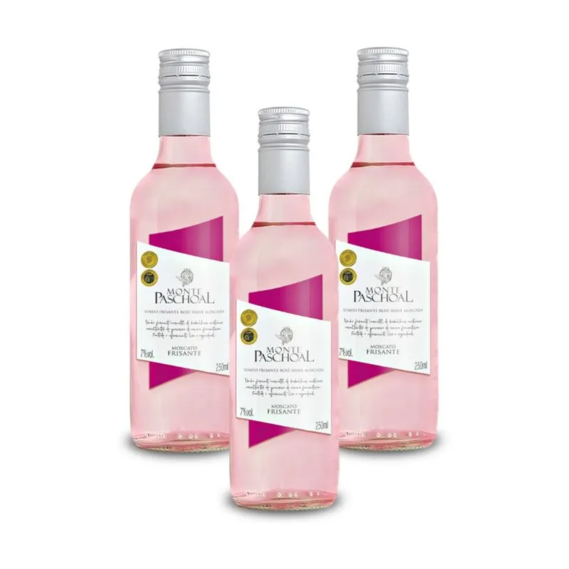 Kit 03 Un. Mini Frisante Monte Paschoal Moscatel Rose 250ml