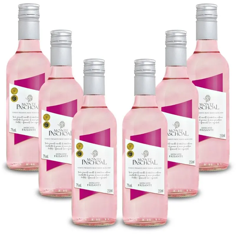Kit 06 Un. Mini Frisante Monte Paschoal Moscatel Rose 250ml