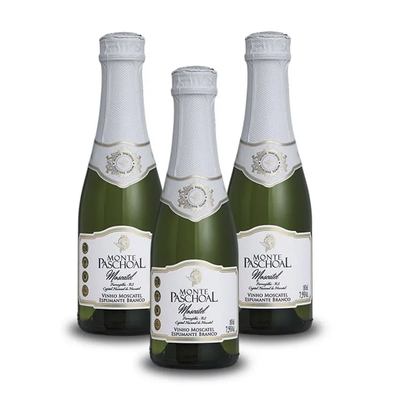 Kit 03 Unidades Mini Espumante Monte Paschoal Moscatel 187ml
