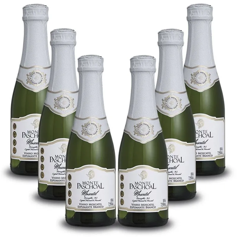 Kit 06 Unidades Mini Espumante Monte Paschoal Moscatel 187ml