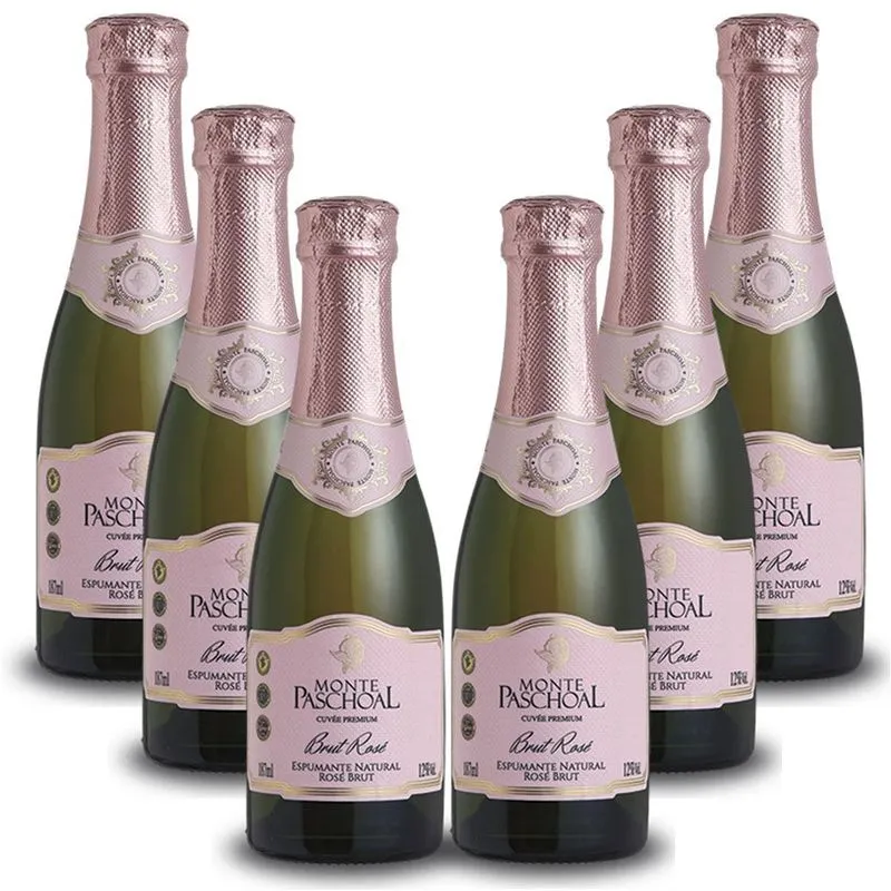 Kit 06 Unid. Mini Espumante Monte Paschoal Brut Rosé 187ml