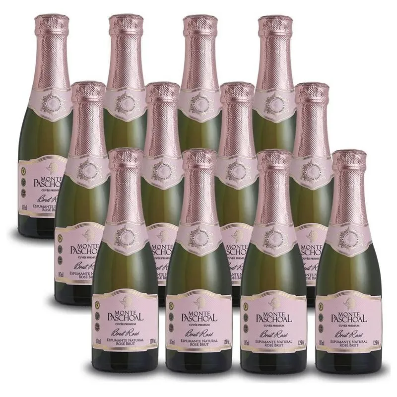 Kit 12 Unid. Mini Espumante Monte Paschoal Brut Rosé 187ml