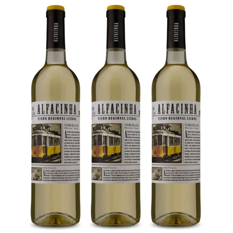 Kit 03 Un. Vinho Branco Seco Alfacinha Regional Lisboa 750ml
