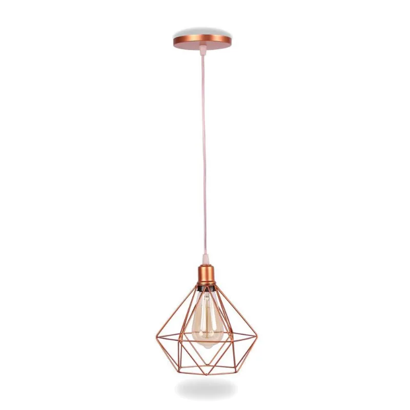 Luminaria de Teto Pendente Modelo Diamante Rose Gold
